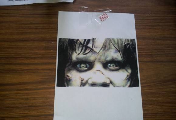 Some kids have been peering through my letterbox recently. It was creeping me out. I decided to up the creepy ante.