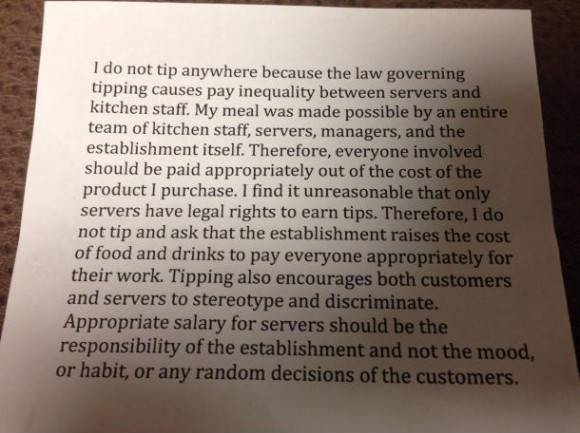 I work at a restaurant, some dude left this in a coworkers check last night