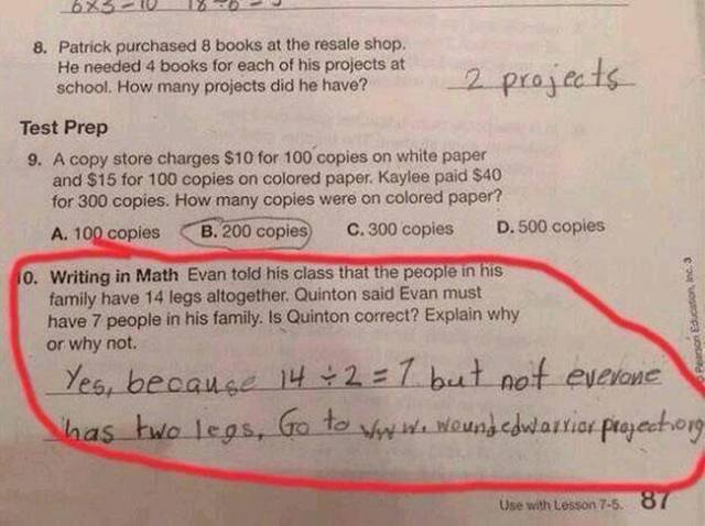This is how to answer math homework.