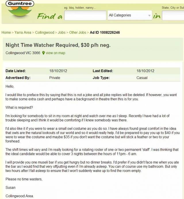 Anyone looking for a job?