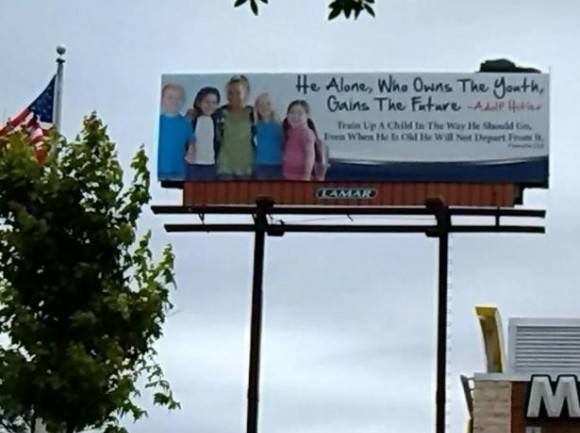 Spotted in alabama. A ministry uses a hitler quote on their billboard.