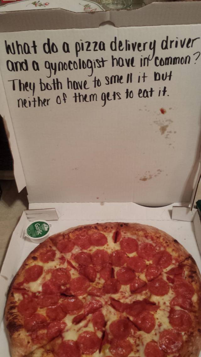 Asked Papa Johns to write a joke on the box. Best delivery ever!