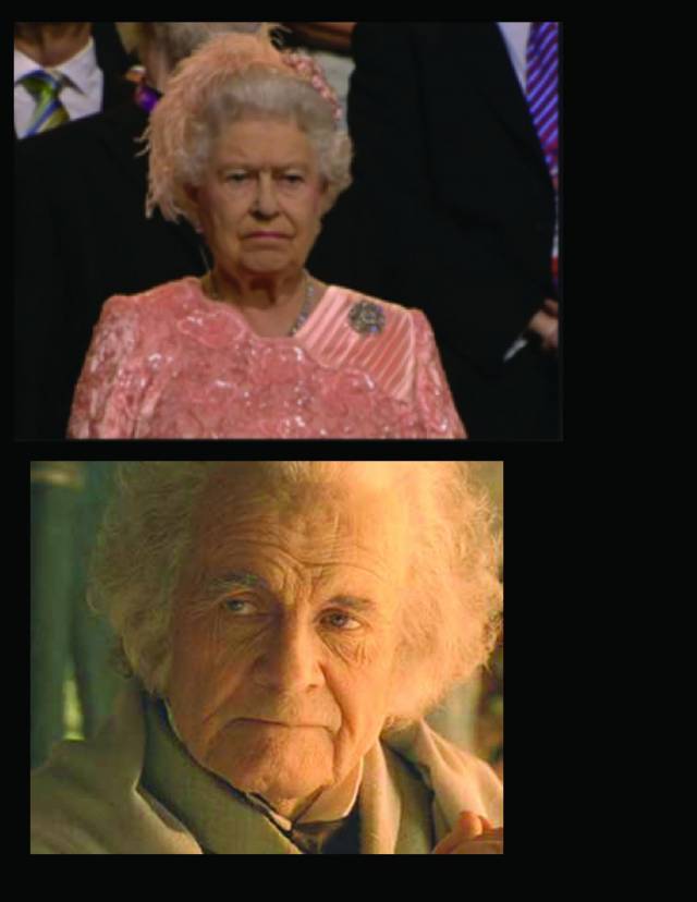 Is it just me or does the Queen look a lot like Bilbo?