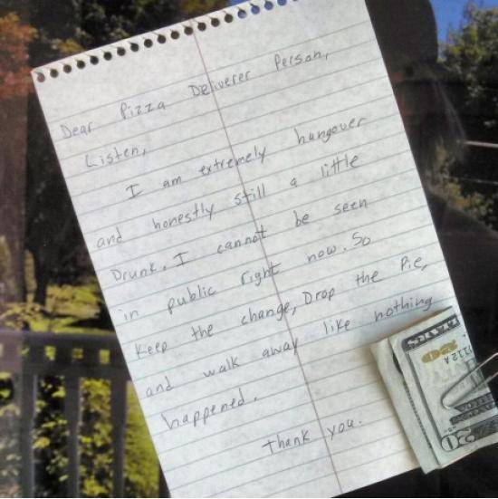 The best hangover note I've ever read