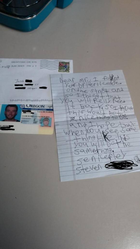 I lost my licence about a week ago. Today, I received this in the mail. Needless to say, he will be receiving a reward.