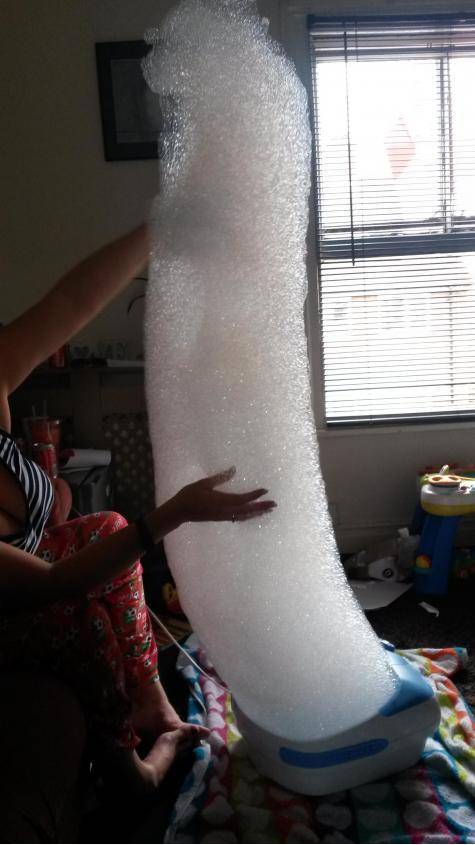 My girlfriend put a drop of Matey bubble bath in her foot spa.