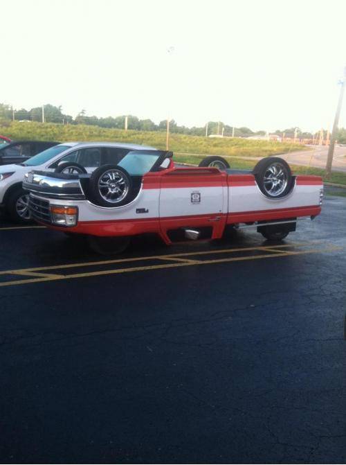 This car is upside down