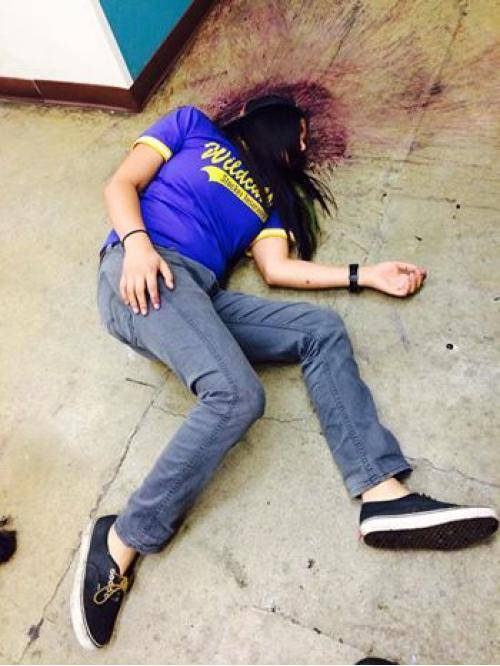 She dropped a tin of blueberries on first day of new job, laid like this until the manager showed up.