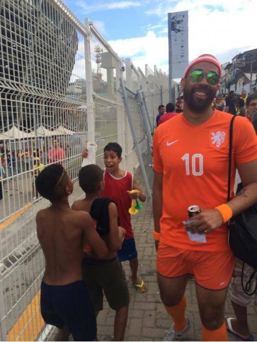 This man had two extra tickets to the Spain-Holland game. Instead of selling them, he gave them to this boy. His face made my day!