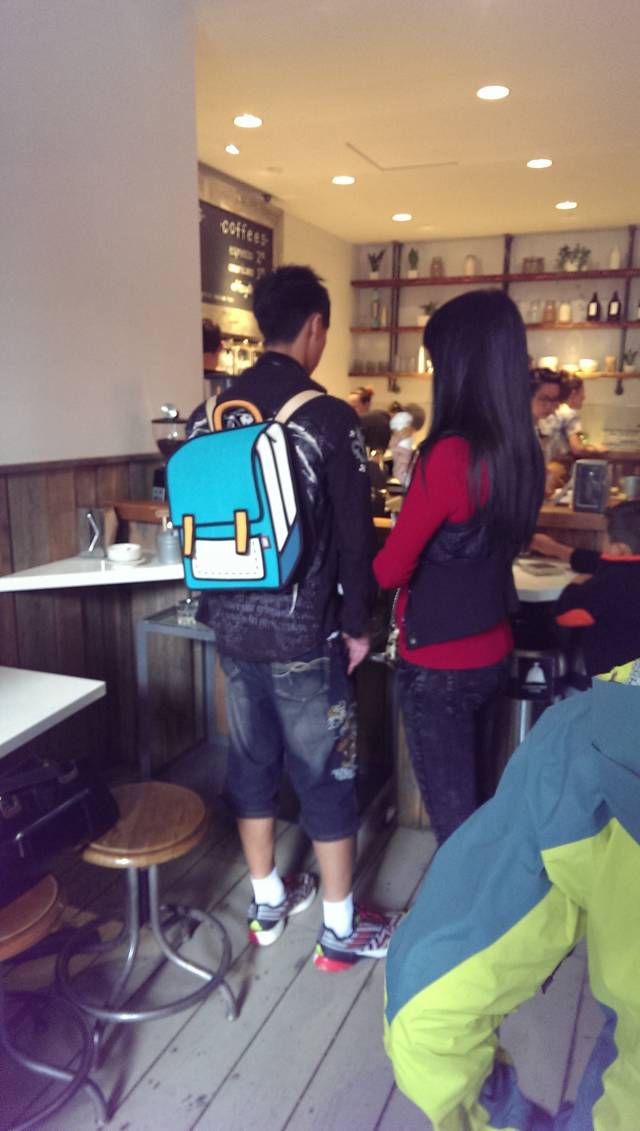 This guy's backpack is confusing