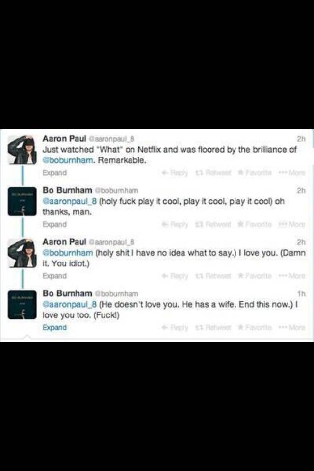 Aaron Paul and Bo Burnham interaction on Twitter