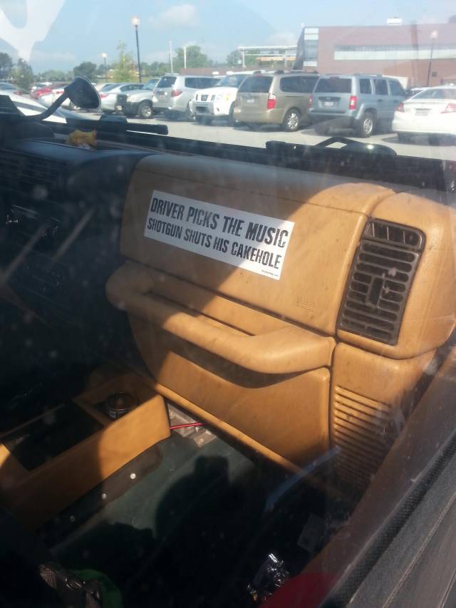 Saw this in a parking lot as I walked by. Laughed so hard had to take a picture.