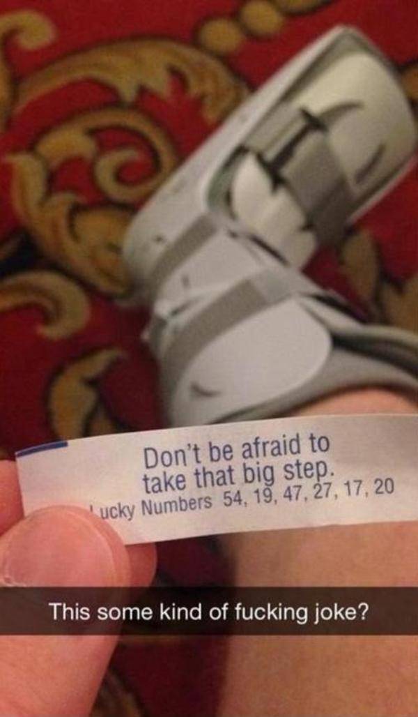 My friend broke his foot and got some comfort food... The cookie was mocking him