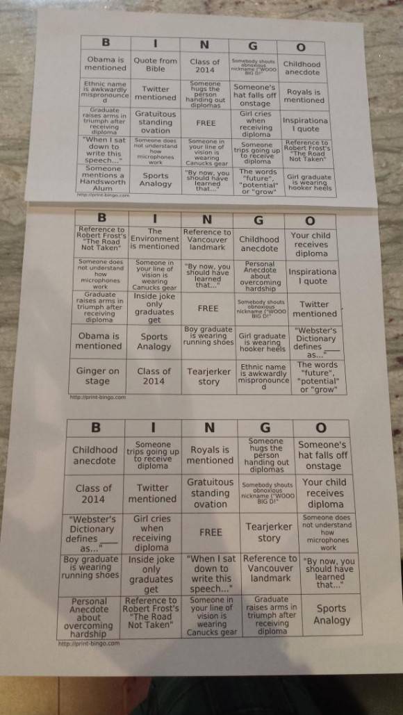 My mom made this to entertain the family during a grad ceremony