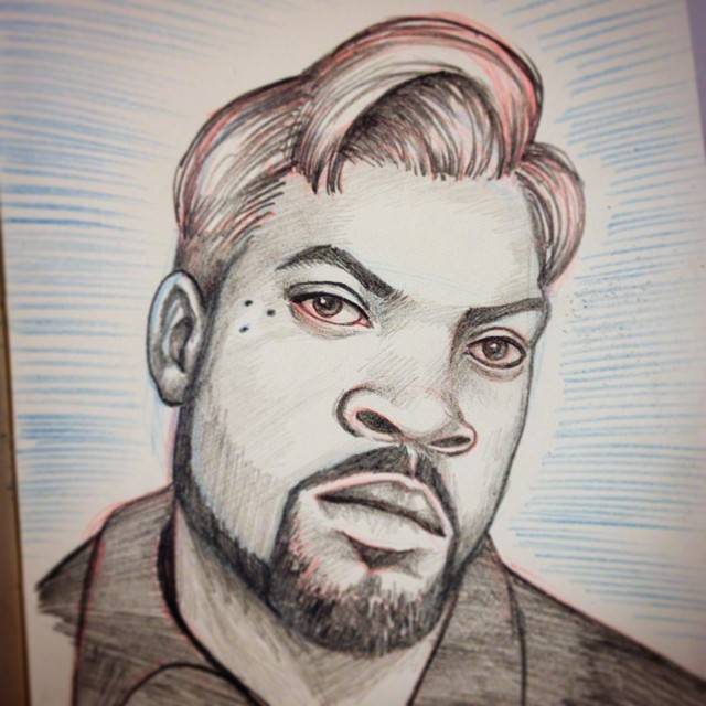 MY BUDDY DREW THIS PICTURE OF ICE CUBE WITH CONAN O'BRIANS HAIR, AND CONAN JUST TWEETED IT!