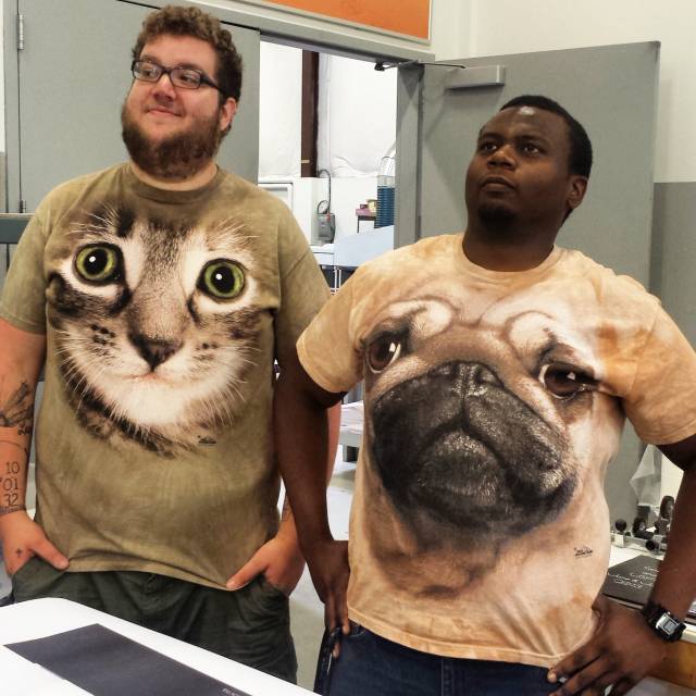 My buddy and I at work today. Thank god for a loose dress code