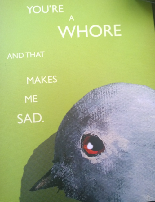 My girlfriend got this birthday card. It’s completely blank inside and on the back.