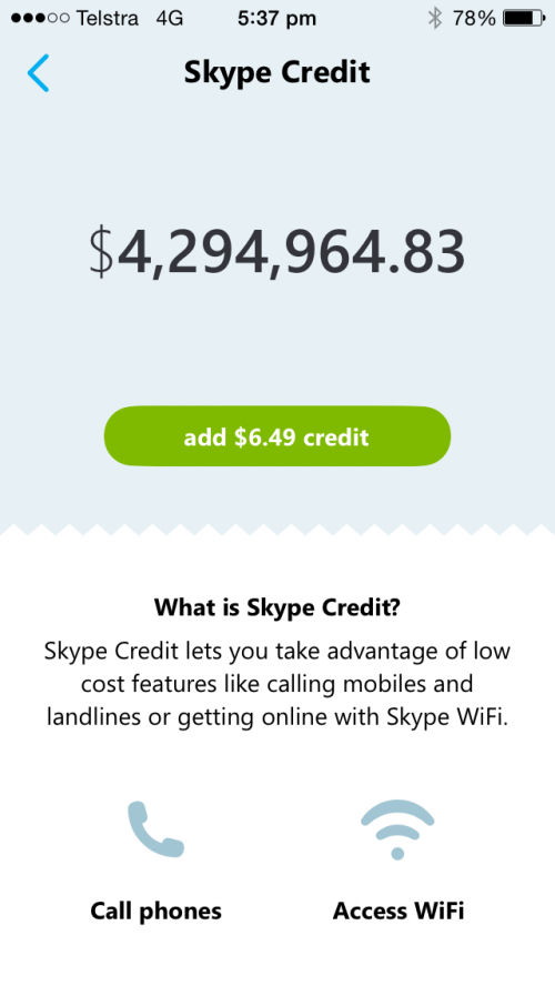 I'm a millionaire in Skype credit due to some technical glitch, but I can't get a refund.
