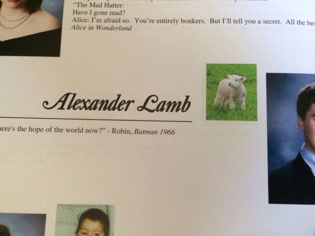 My friend didn't submit a baby picture. So one was chosen for him.