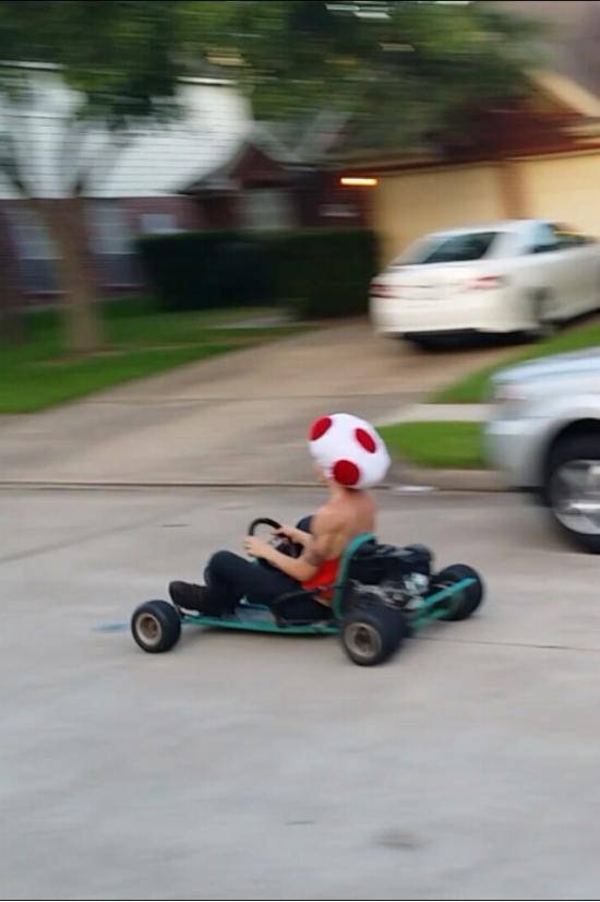 Fixed my go kart and found my old toad hat soon thereafter, today was a good day.
