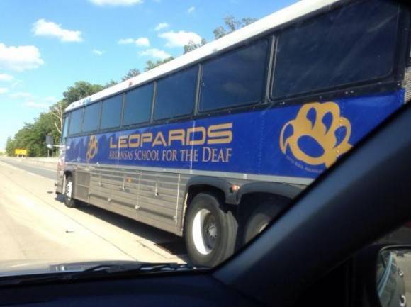 Passed the Deaf Leopard tour bus today