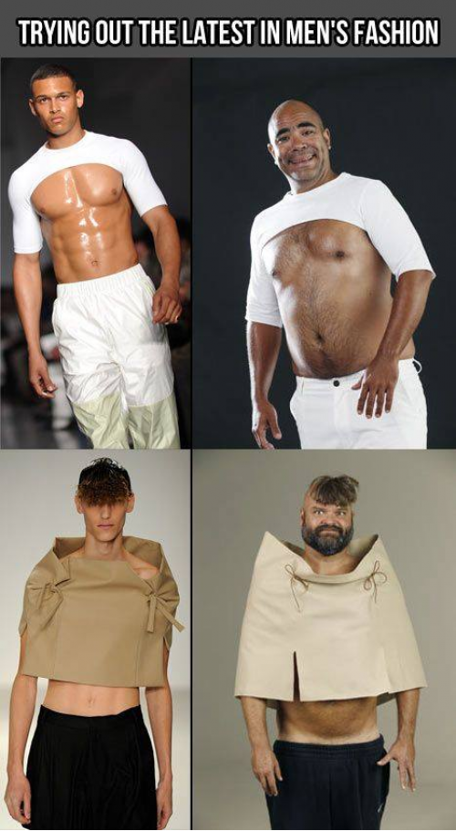 Trying out the latest fashion.