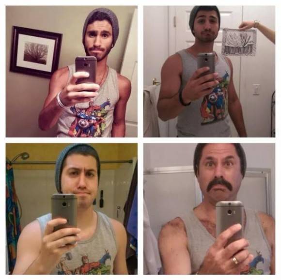 My youngest brother got a new phone and took a selfie. My dad and brother and I liked how it looked.