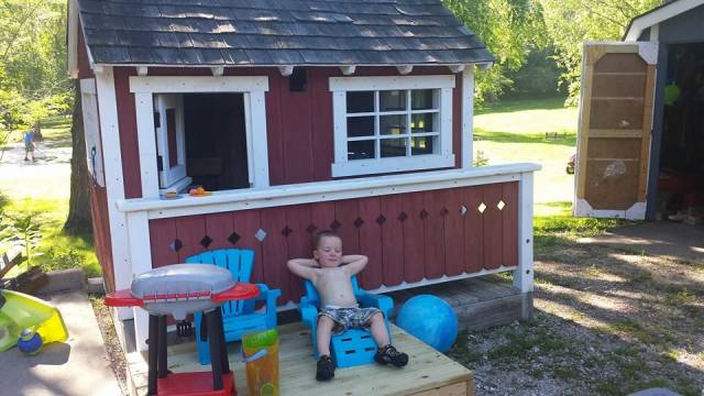Built my nephew a playhouse. He's gonna be a great old man someday.