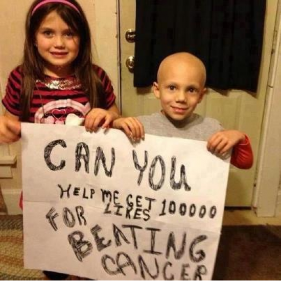 Whoring out your cancerous kid for likes on Facebook