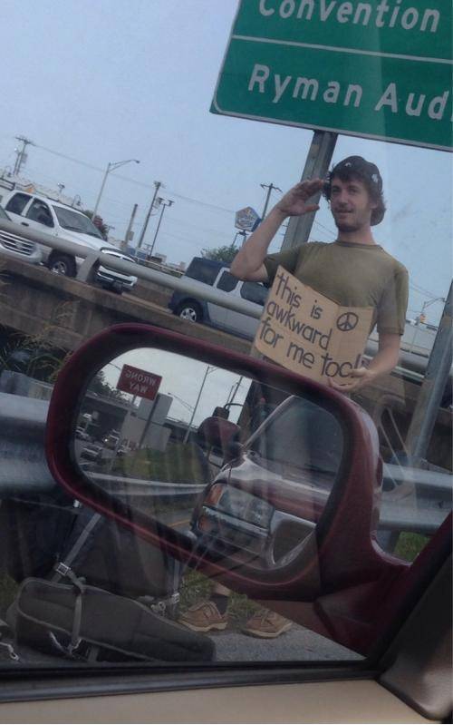 Saw this guy on the way to work today. I like his honesty!