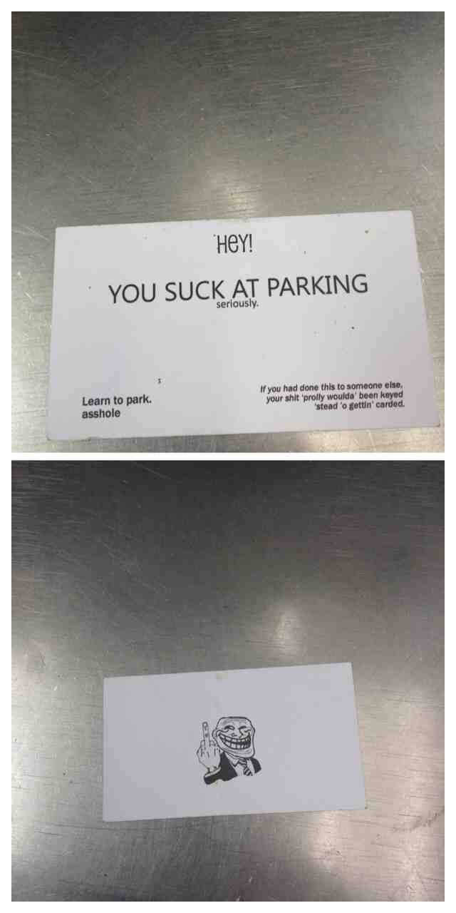 I'm a manager at dominos and one of my drivers got this card on his windshield while parked out front of our store.