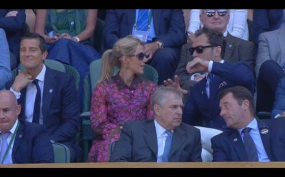 Jude Law has been flirting with Bear Grylls’ wife all day at Wimbledon. Bear’s face says it all...