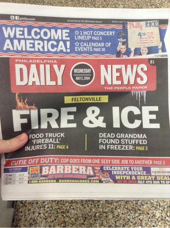 A little insensitive for a local news headline...