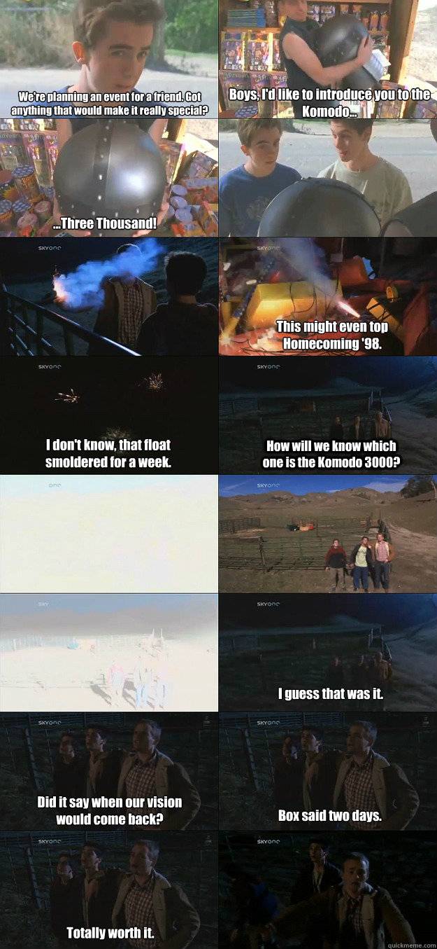 Whenever I set off fireworks on the 4th.