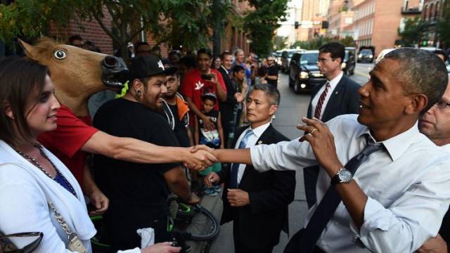 A family friend of mine, shook hands with Obama while wearing a horse mask.