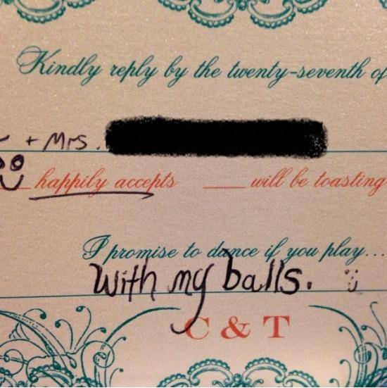 This is how my husband RSVP'd to his cousin's wedding