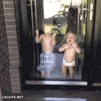 Boy saves his younger sister from water cannon