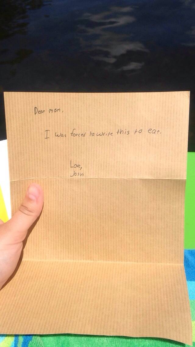 My brother's camp requires the kids write a letter home after the first week