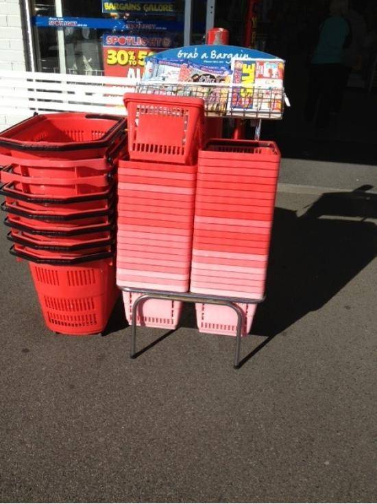 Baskets sun bleached in correlation with frequency of use