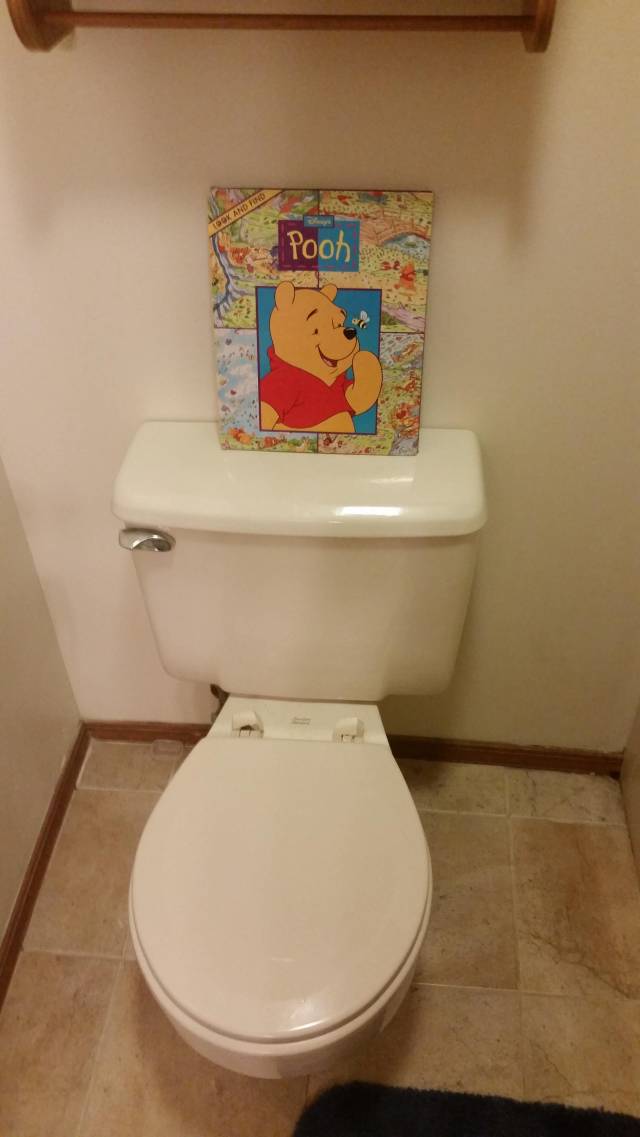 Went home this weekend and found this in my younger brothers bathroom. Gave me a good chuckle.