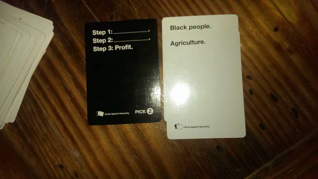 Last night's winning hand of Cards Against Humanity 