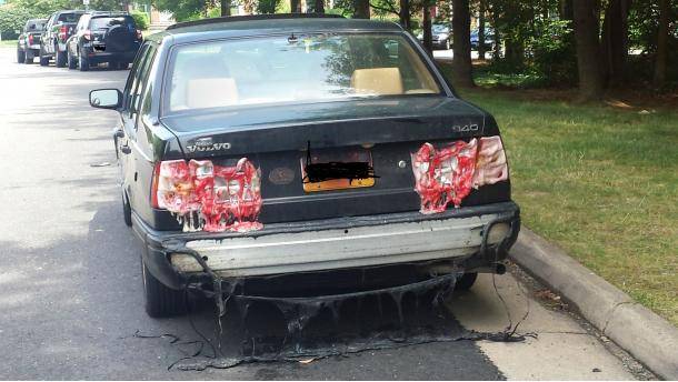 My neighbors car melted