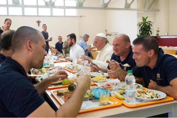 When the boss sits at the cafeteria with all the employees