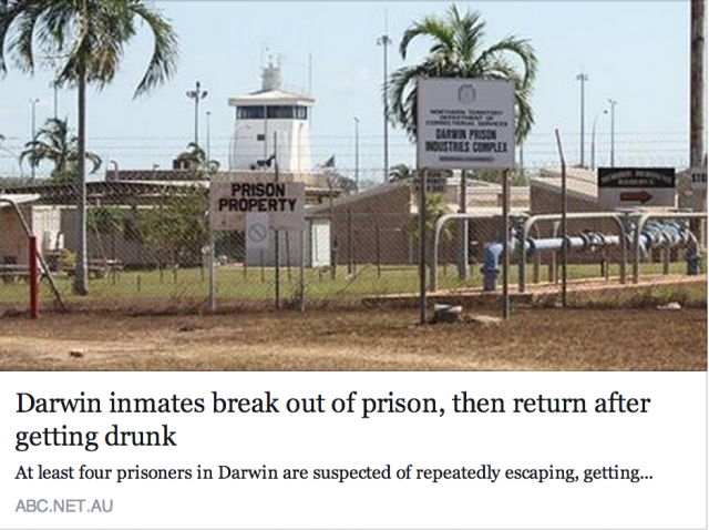 Australian inmates break out of prison, get drunk, then break back in