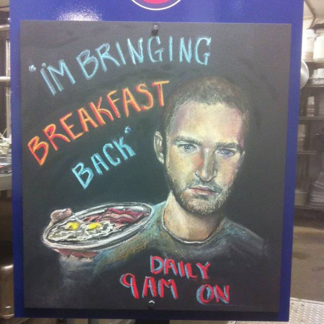 My roommate made this chalkboard sign for the restaurant she works at
