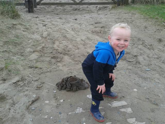 I give you my son and his latest way of brightening up a country walk.