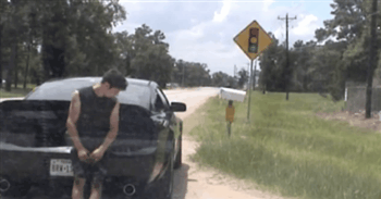 Guy gets pulled over for speeding. As he anxiously awaits his ticket – this happens. His reaction is priceless.