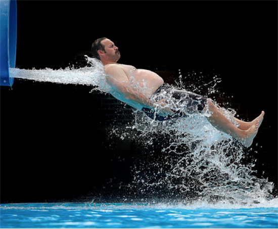 Quite possible the most serious person I’ve seen come out of a water slide