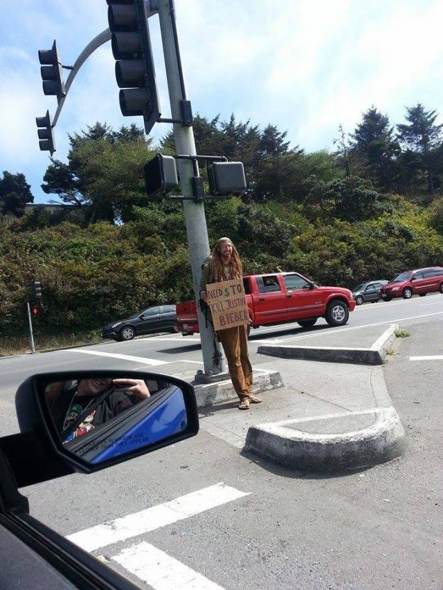 Homeless guy totally gets it, same page as Orlando Bloom