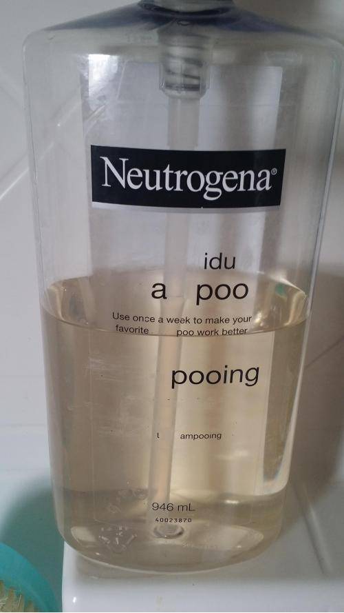 My wife called me to the bathroom to see the work she did on my shampoo bottle.